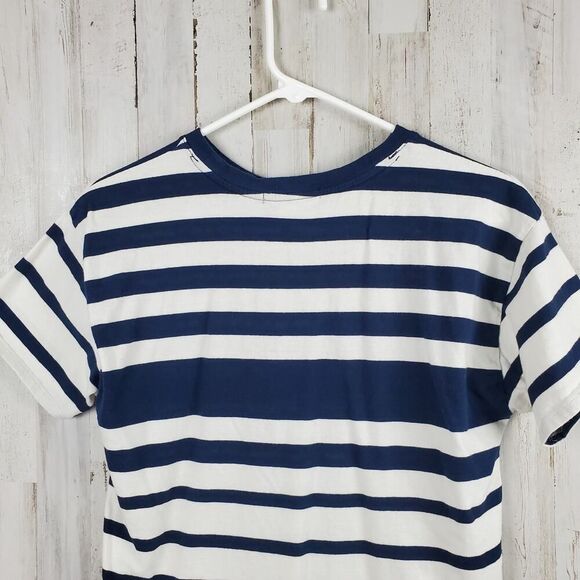Forever 21 Striped Short Sleeve Tee Shirt White Blue Size Medium - Picture 6 of 7